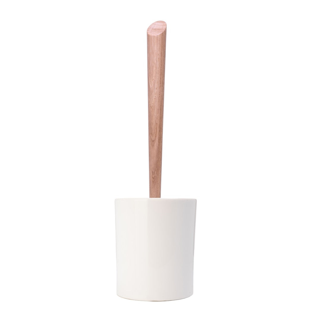 Toilet Brush Set - Elegant White Ceramic Brush with Antibacterial Features