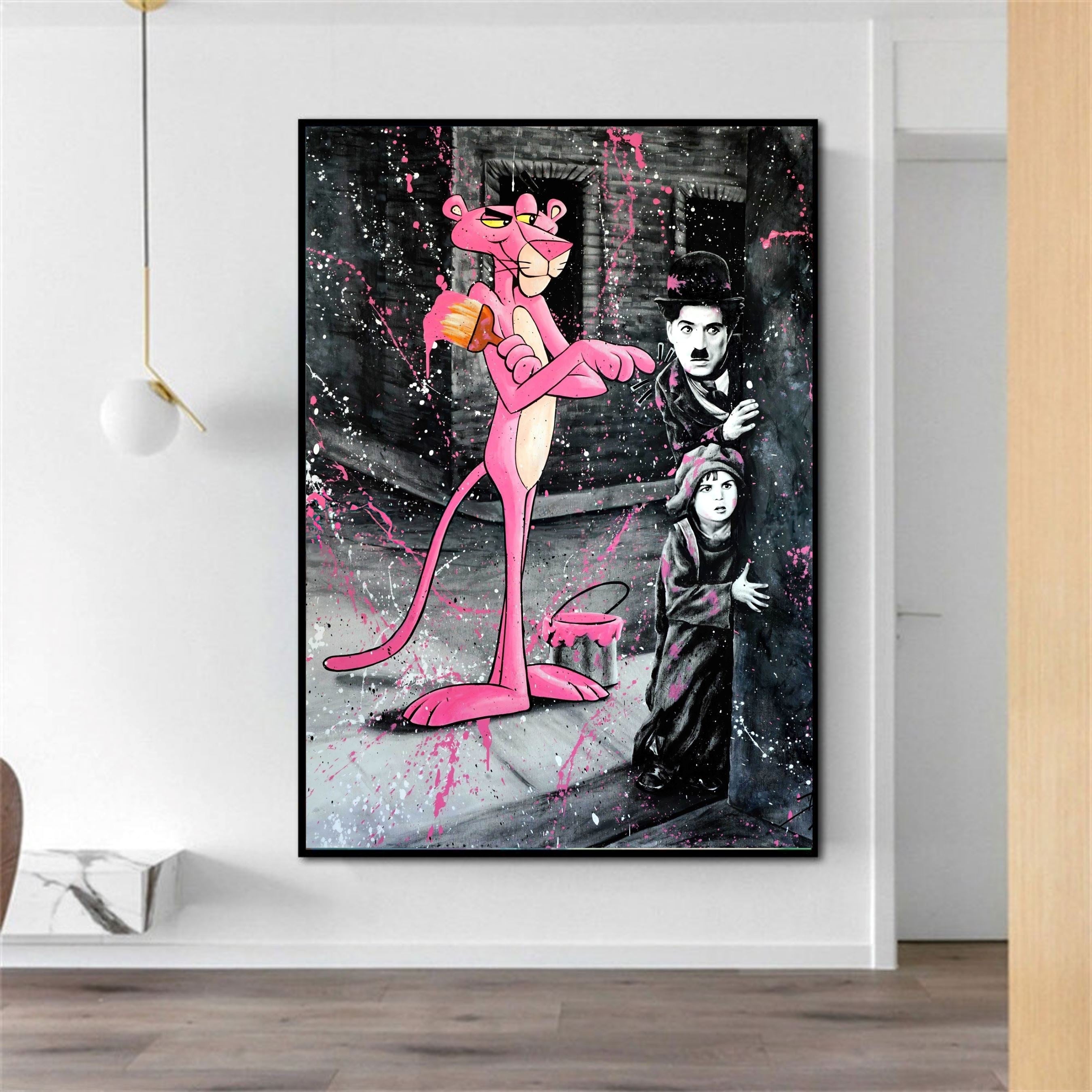 Canvas Painting of Charlie Chaplin – High-Quality Print on Wooden Frame