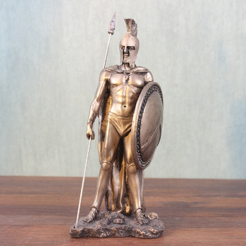 Statue of a Greek Warrior with Helmet – 24 cm High, Metallic Finish