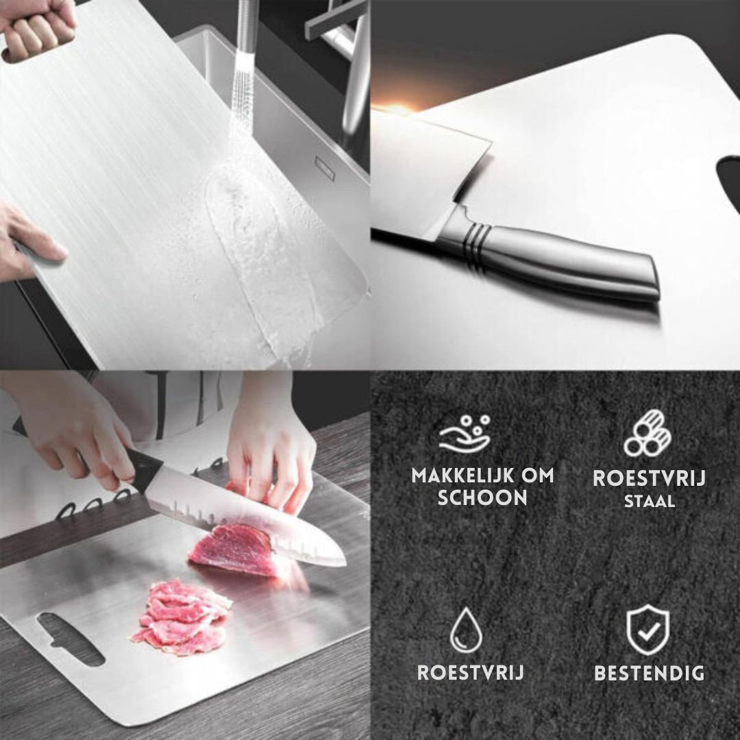 Antibacterial Stainless Steel Cutting Board - Durable and Practical - With Handle