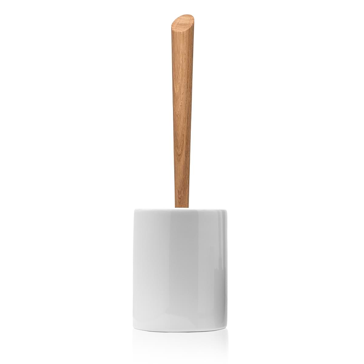 Toilet Brush Set - Elegant White Ceramic Brush with Antibacterial Features