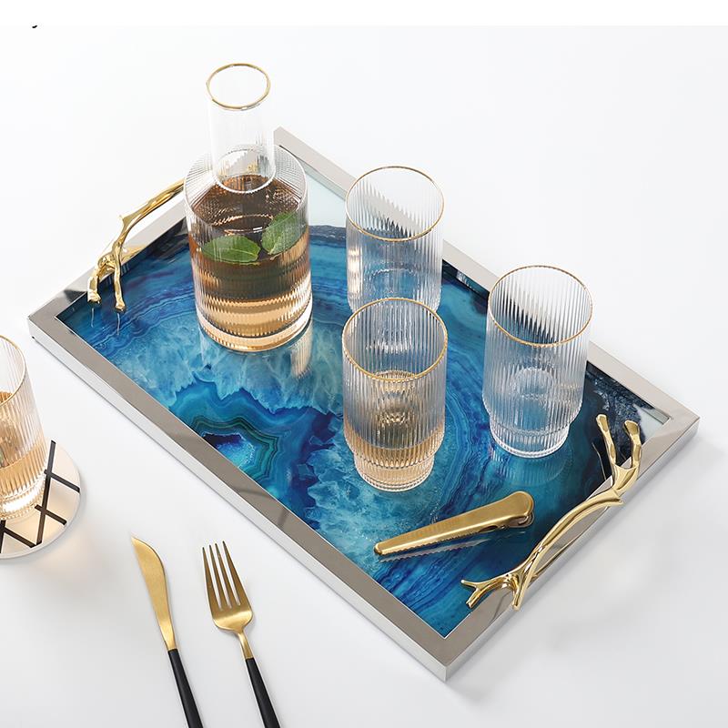 Blue Stone Tray – Unique Patterns in Nature, Ideal for Your Table