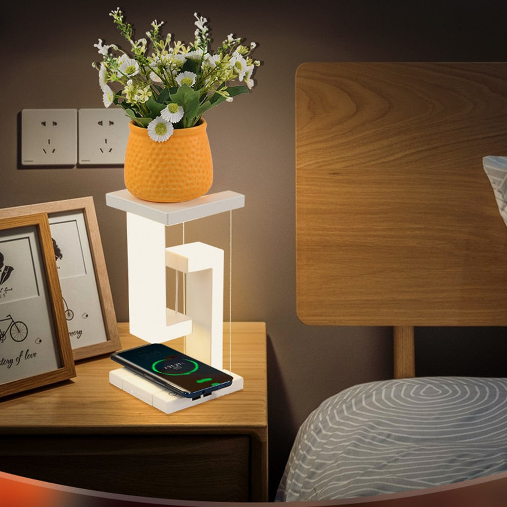 LumiFloat - Floating LED Table Lamp with Wireless Charging