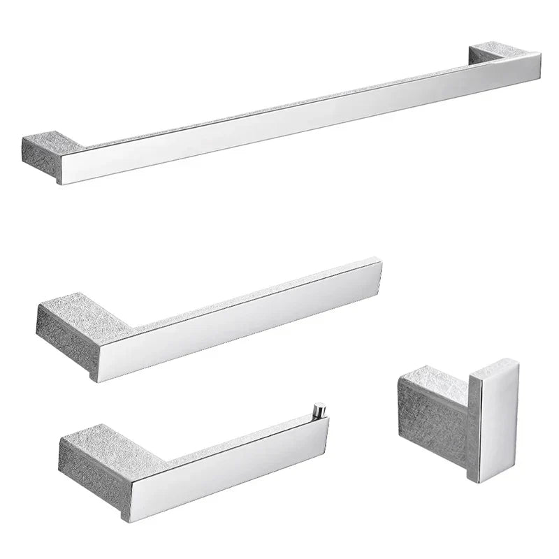 Norwegian Chrome Bathroom Accessories Set: Towel Hook, Towel Rack, Shelf, Board, Tissue Holder