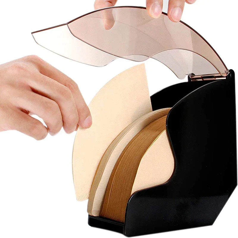 Coffee Filter Holder with Acrylic Lid - High-Quality Storage Shelf for Coffee Filters