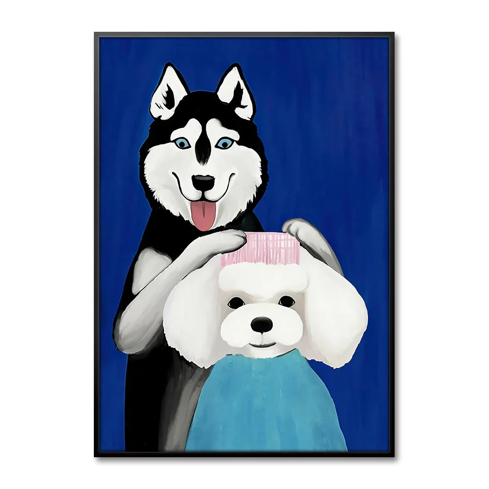 Artovia Canvas Poster Cat and Dog - Modern Minimalist Wall Decoration in Various Sizes