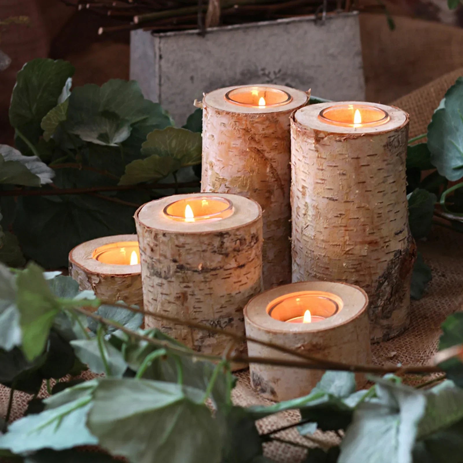 Wooden Candle Holder Made of Birch – Natural Atmosphere with Warm Light