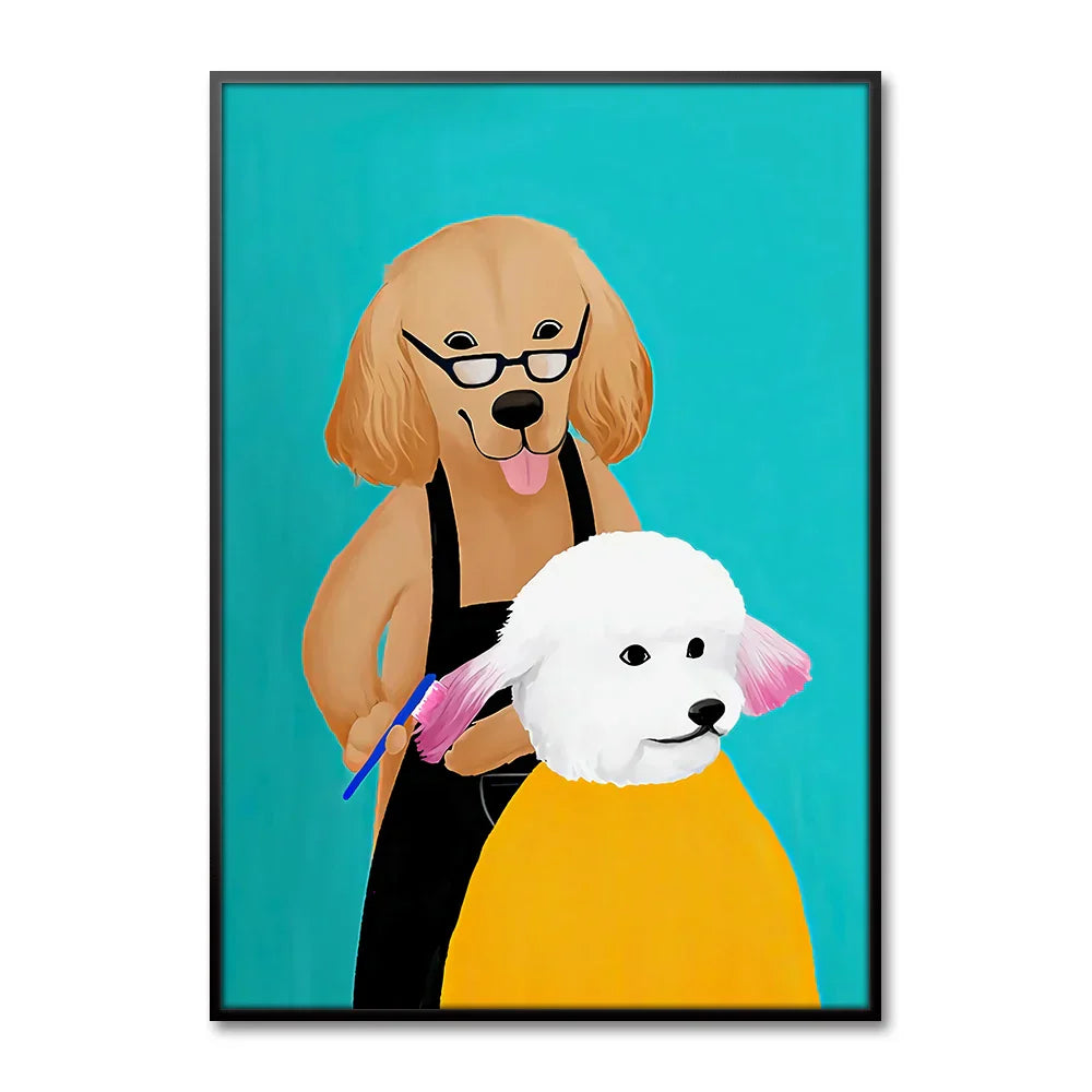 Artovia Canvas Poster Cat and Dog - Modern Minimalist Wall Decoration in Various Sizes