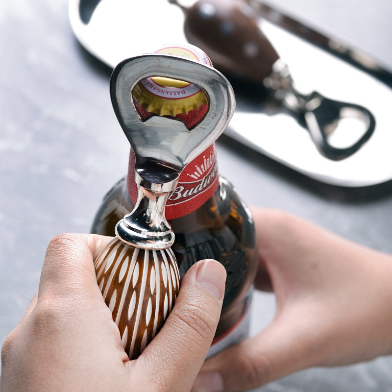 Wooden Bottle Opener with Luxury Wood Carving