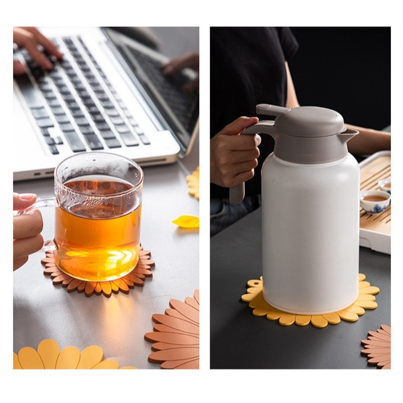 Sunflower Shaped Coffee Coaster – Flexible Non-Slip Coaster