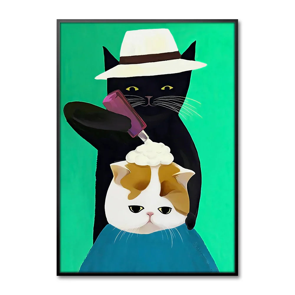 Artovia Canvas Poster Cat and Dog - Modern Minimalist Wall Decoration in Various Sizes