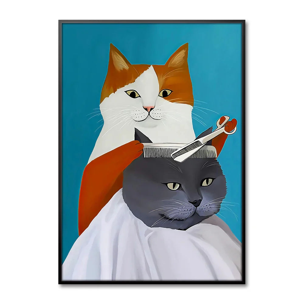 Artovia Canvas Poster Cat and Dog - Modern Minimalist Wall Decoration in Various Sizes