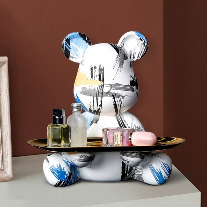 Table Tray Bear Sculpture - Artistic and Functional Design