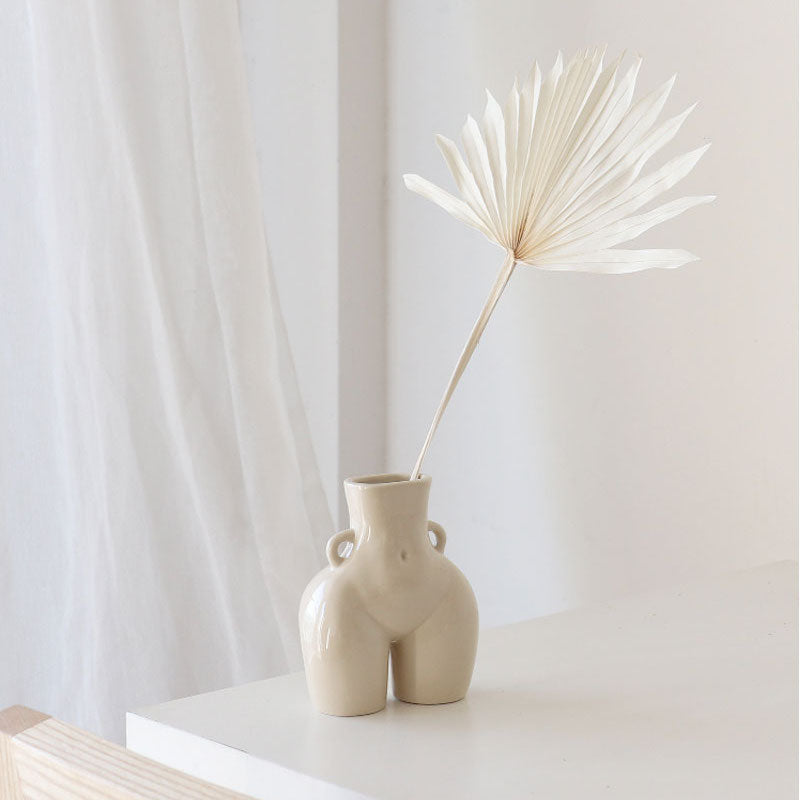 Flower Vase with Female Sculpture – Handmade from Ceramic