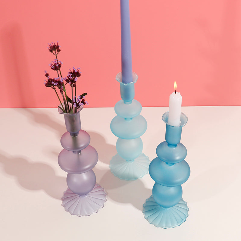 Matte Glass Candle Holders - Elegant Table Decoration with Unique Style