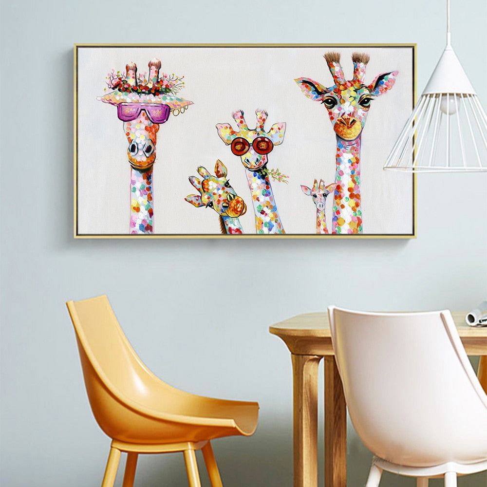 Artiva WildGaze – Colourful Canvas Painting with Giraffe for a Vibrant Living Room