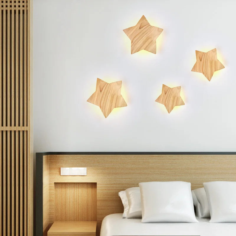 Norwegian Wooden Star Lamp - LED Wall Light for Children