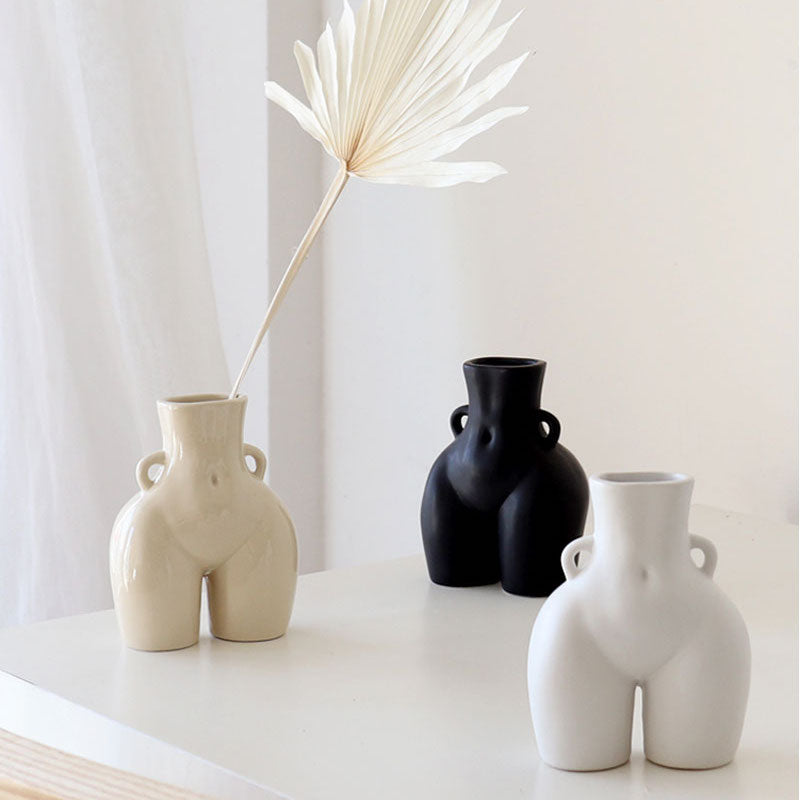 Flower Vase with Female Sculpture – Handmade from Ceramic