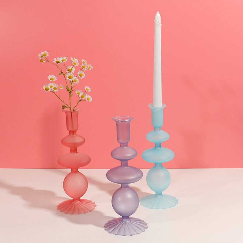 Matte Glass Candle Holders - Elegant Table Decoration with Unique Style