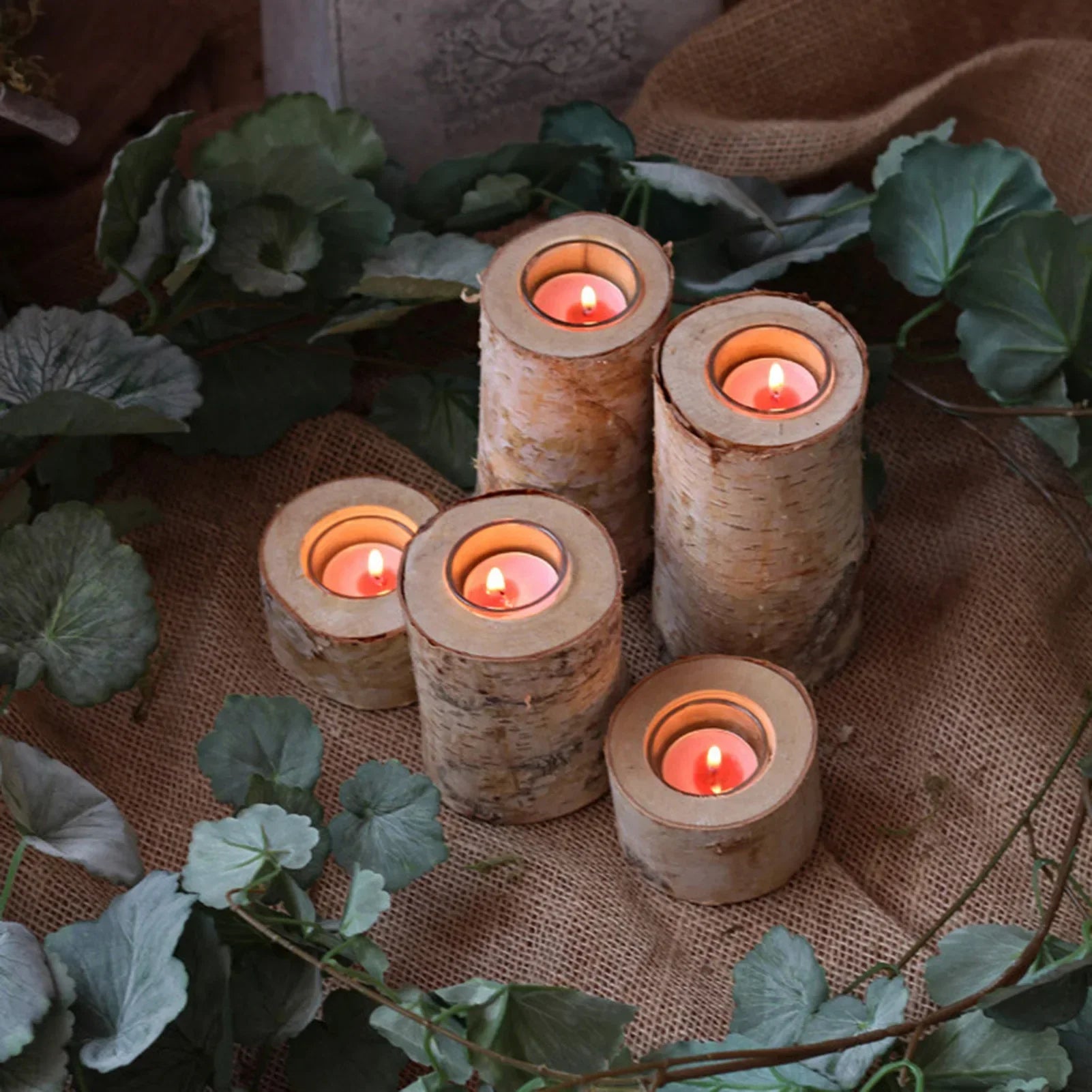 Wooden Candle Holder Made of Birch – Natural Atmosphere with Warm Light