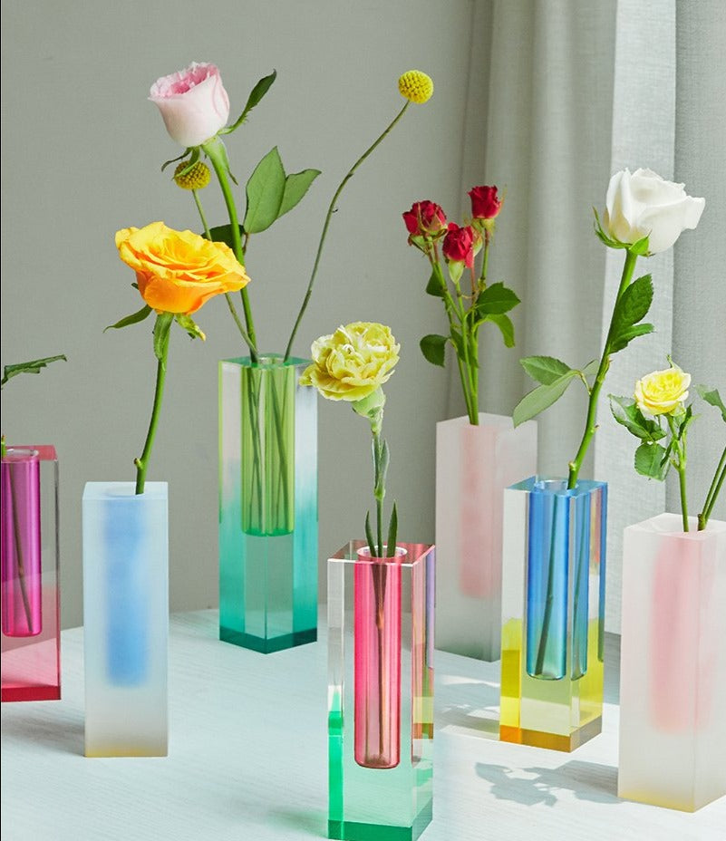 PrismaVase Rectangular Rainbow Vase - Modern Design in Acrylic