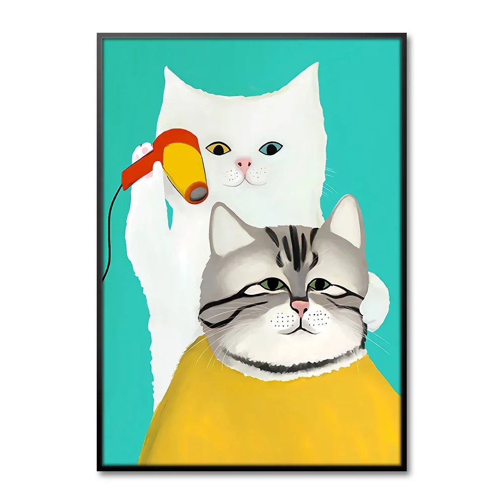 Artovia Canvas Poster Cat and Dog - Modern Minimalist Wall Decoration in Various Sizes