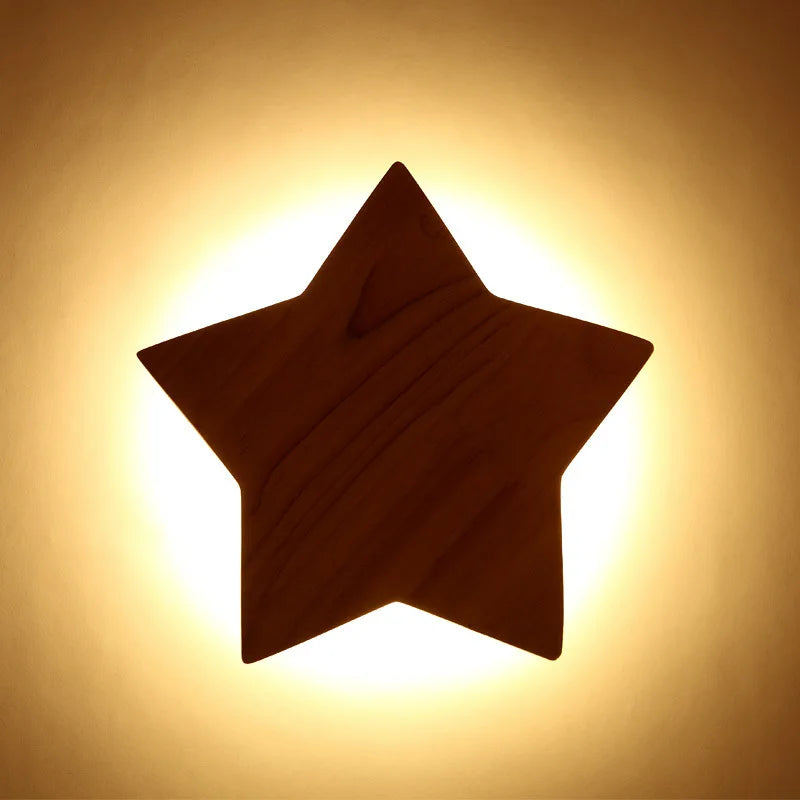 Norwegian Wooden Star Lamp - LED Wall Light for Children