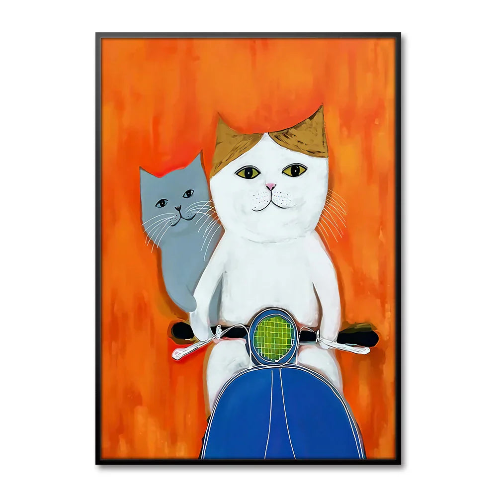 Artovia Canvas Poster Cat and Dog - Modern Minimalist Wall Decoration in Various Sizes