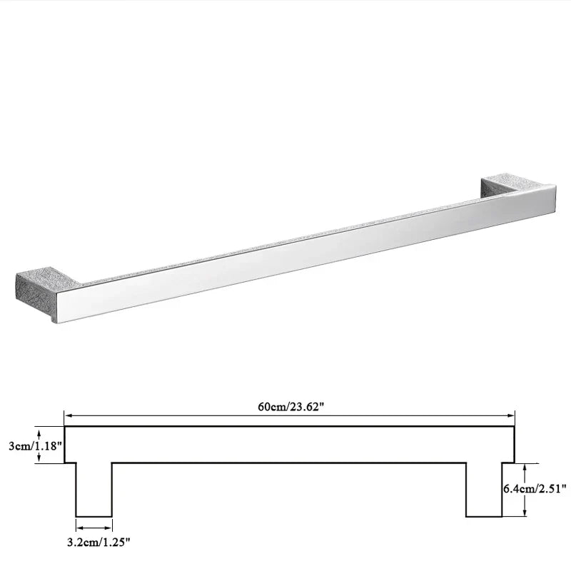 Norwegian Chrome Bathroom Accessories Set: Towel Hook, Towel Rack, Shelf, Board, Tissue Holder