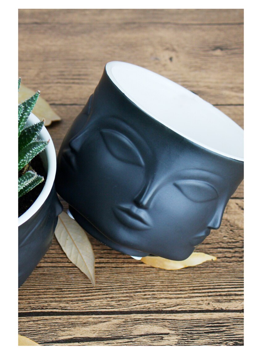 Face Flower Pot - Modern Ceramic Pot in Multiple Colours, 11 cm