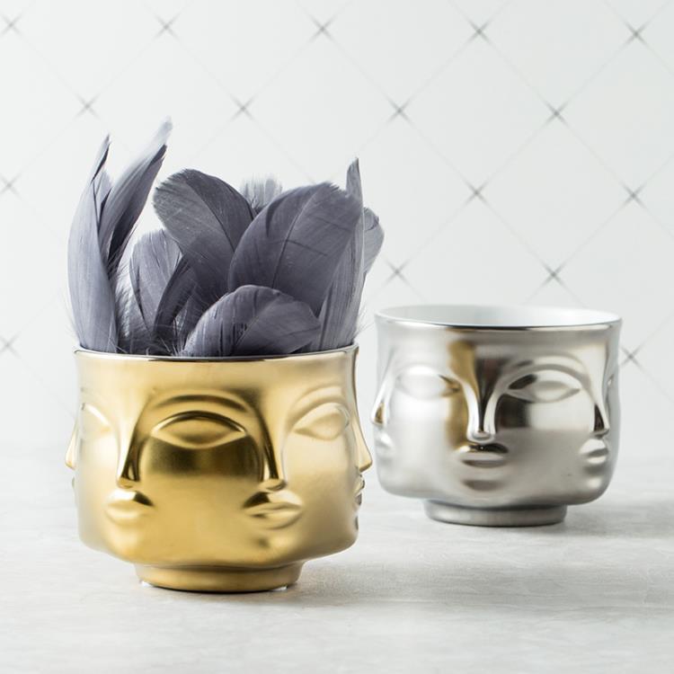 Face Flower Pot - Modern Ceramic Pot in Multiple Colours, 11 cm