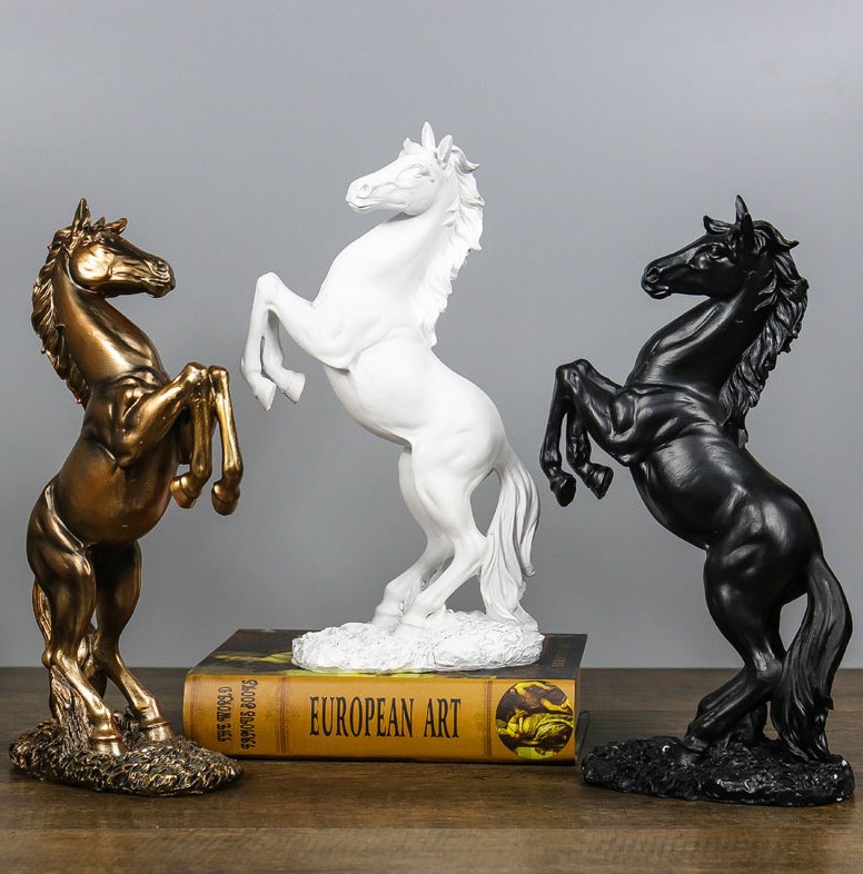 Statue of a rearing horse – Black, white or copper decoration for home or office