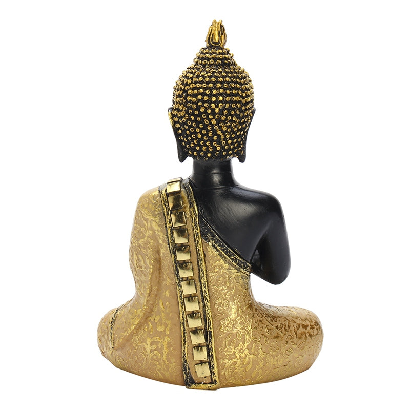 Buddha Figurine – Meditating Buddha in Dark Brown and Gold, 15.5 cm