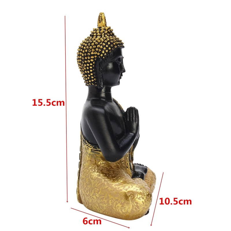 Buddha Figurine – Meditating Buddha in Dark Brown and Gold, 15.5 cm