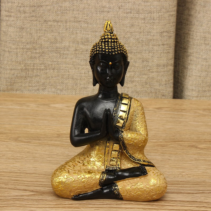 Buddha Figurine – Meditating Buddha in Dark Brown and Gold, 15.5 cm