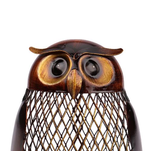 Owl-shaped piggy bank in black metal 10.3 x 6 x 13.6 cm