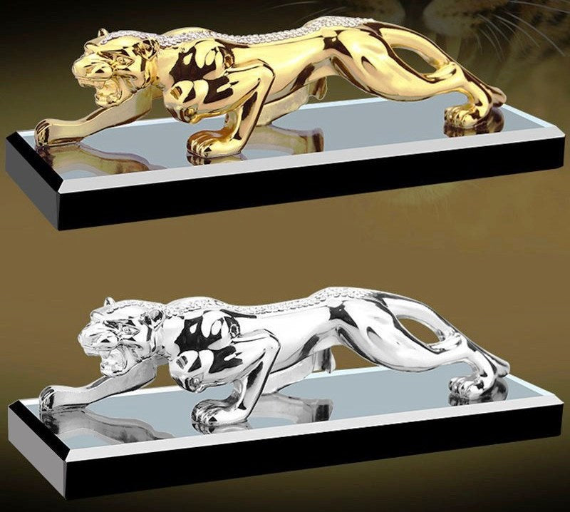 Golden or Silver Roaring Leopard Decoration – Metal Figurine for Interior