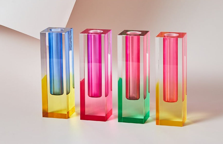 PrismaVase Rectangular Rainbow Vase - Modern Design in Acrylic