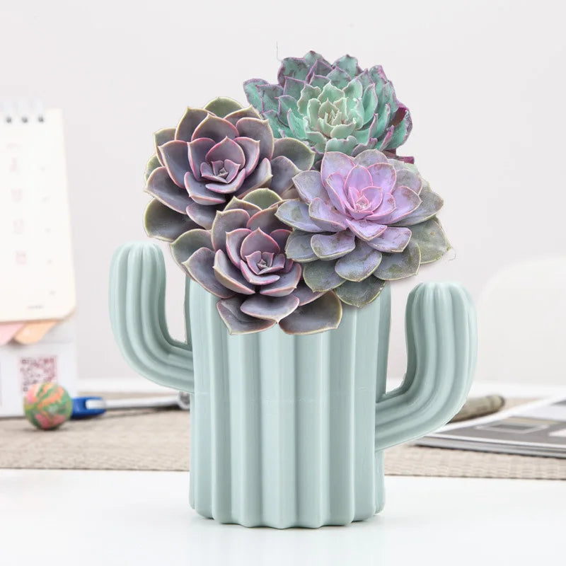 Cactus Modern Plastic Vase – Unbreakable and Versatile Design, Ideal as a Pen Holder or Decoration