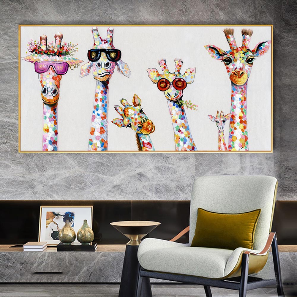 Artiva WildGaze – Colourful Canvas Painting with Giraffe for a Vibrant Living Room