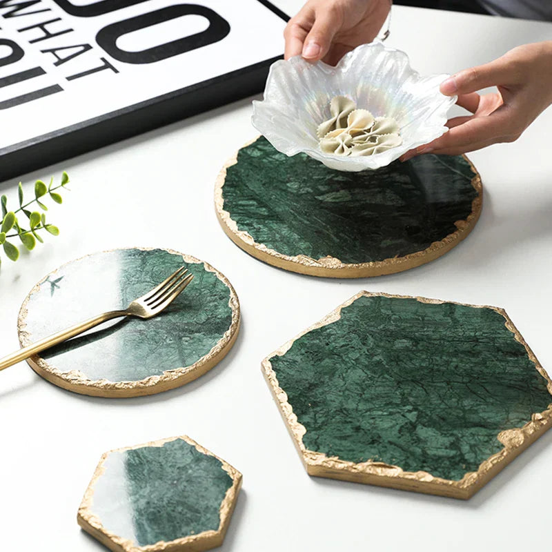 Green Marble Coaster – Stylish and Heat Resistant