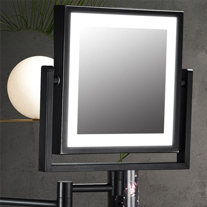 LumiSquare - LED Illuminated Makeup Mirror in Black