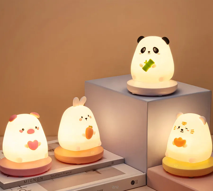 Animal Night Light Made of Soft Silicone - Touch Control, Dimmable and Rechargeable