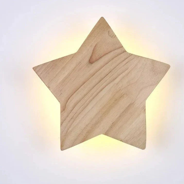 Norwegian Wooden Star Lamp - LED Wall Light for Children