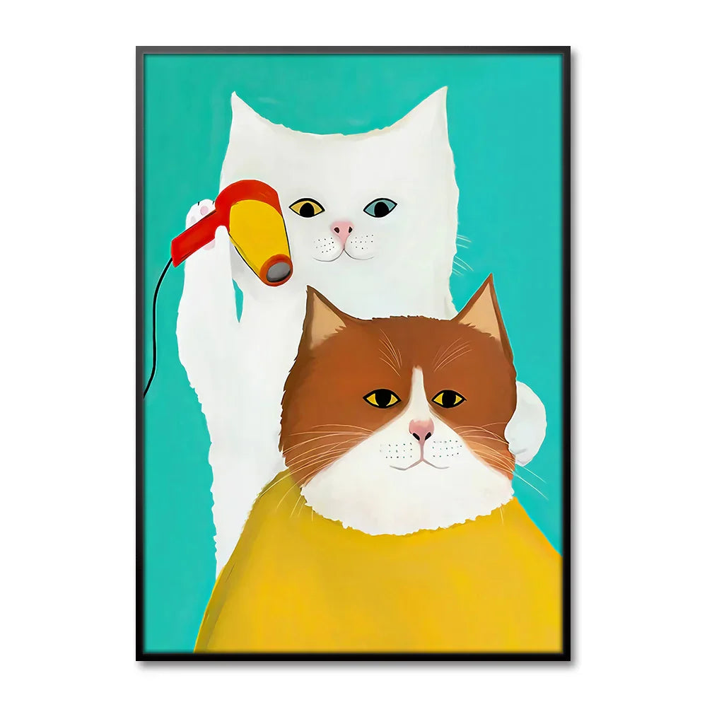 Artovia Canvas Poster Cat and Dog - Modern Minimalist Wall Decoration in Various Sizes