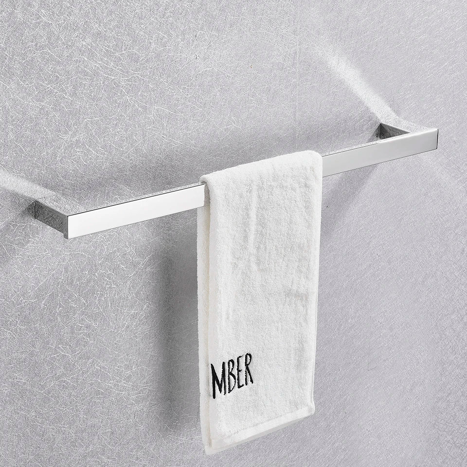 Norwegian Chrome Bathroom Accessories Set: Towel Hook, Towel Rack, Shelf, Board, Tissue Holder