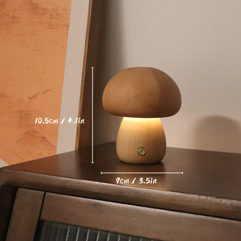 LumaForest - Rechargeable Wooden Mushroom Table Lamp