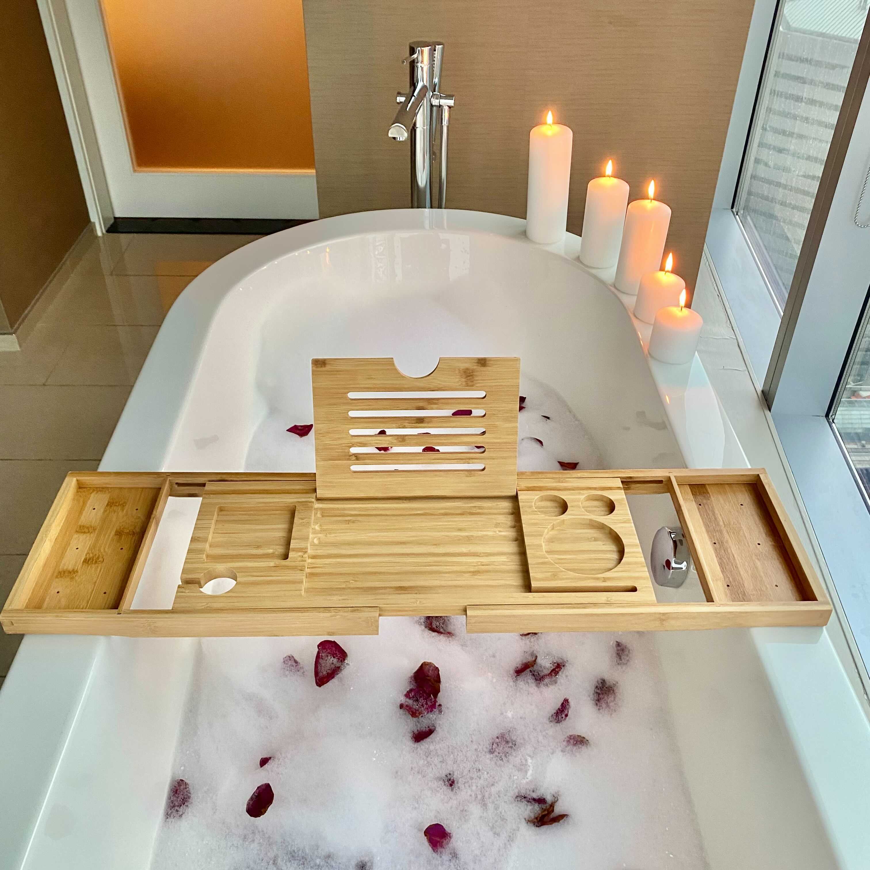 SpaTray – Adjustable Bamboo Bathtub Tray