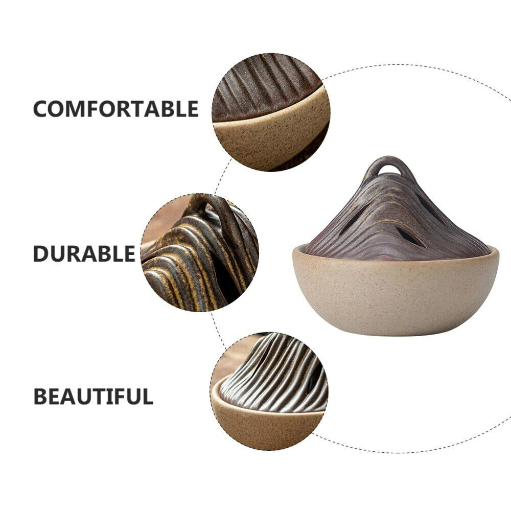 Japanese Handmade Ceramic Incense Holder 10.2 cm - Unique Mountain Design