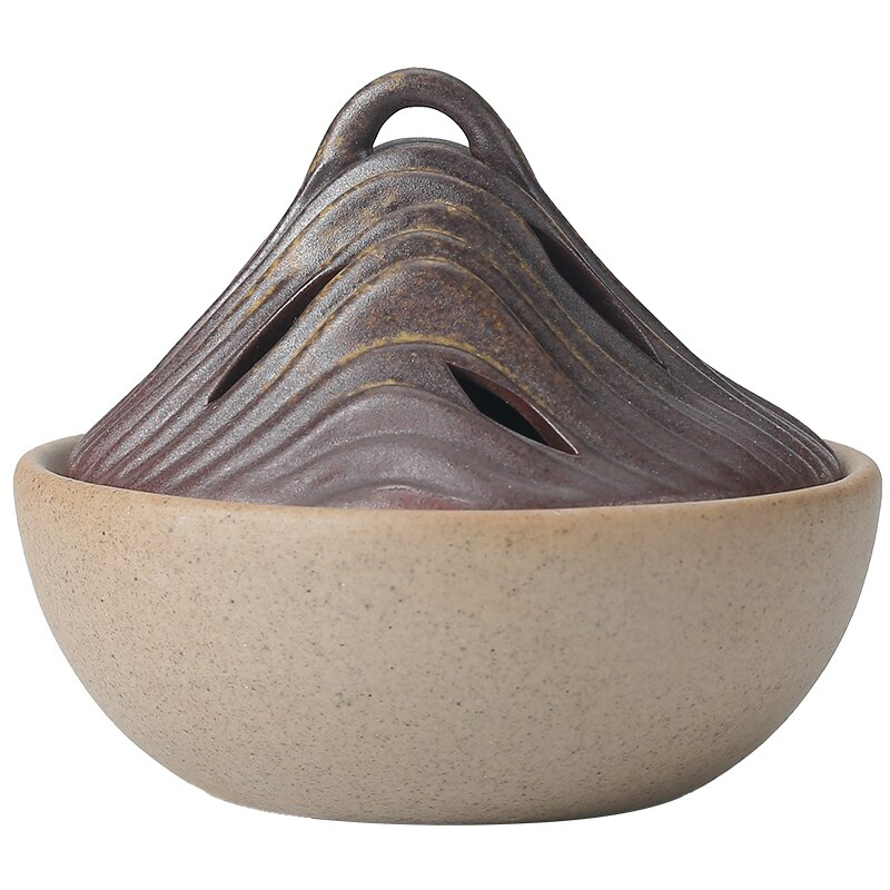 Japanese Handmade Ceramic Incense Holder 10.2 cm - Unique Mountain Design